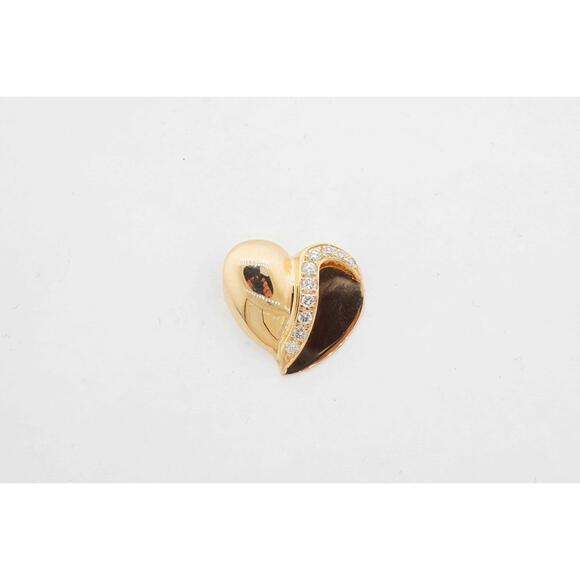 Beautiful Estate Sale Yellow Gold Heart Diamond Pendant 14k Vintage Slide